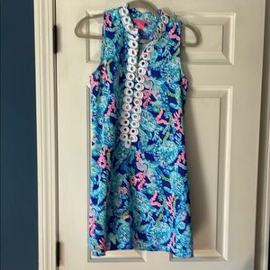 Lilly Pulitzer Jane Shift Dress with Eyelet Detail and Gold Zipper pull